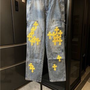 Chrome Hearts Denim with Yellow Cross Details